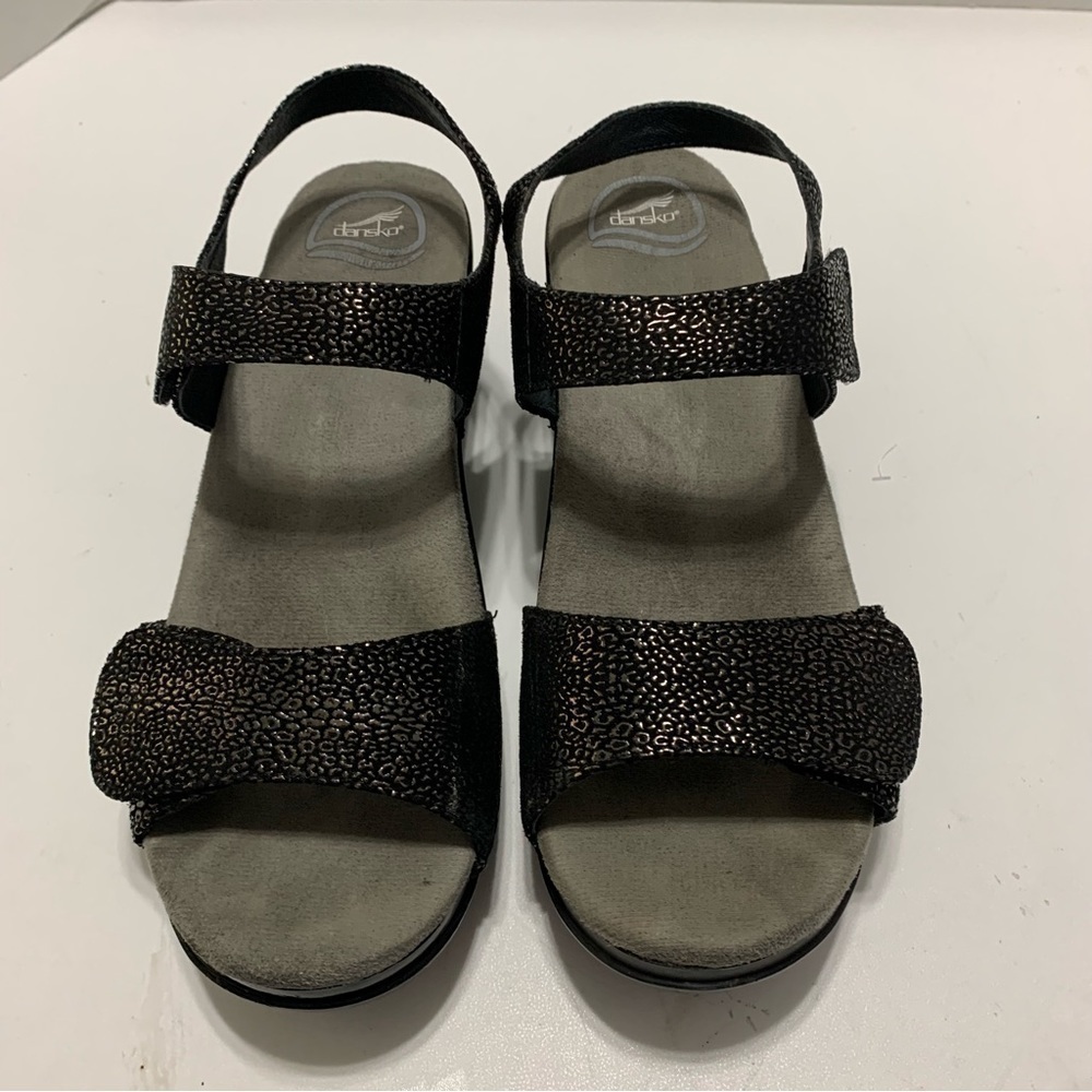 Dansko Sonnet Sparkly Black Metallic Women Leather Sandal